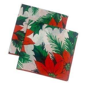 FREE with Ornament Purchase Christmas Poinsettia Linen Napkins Set of 2
